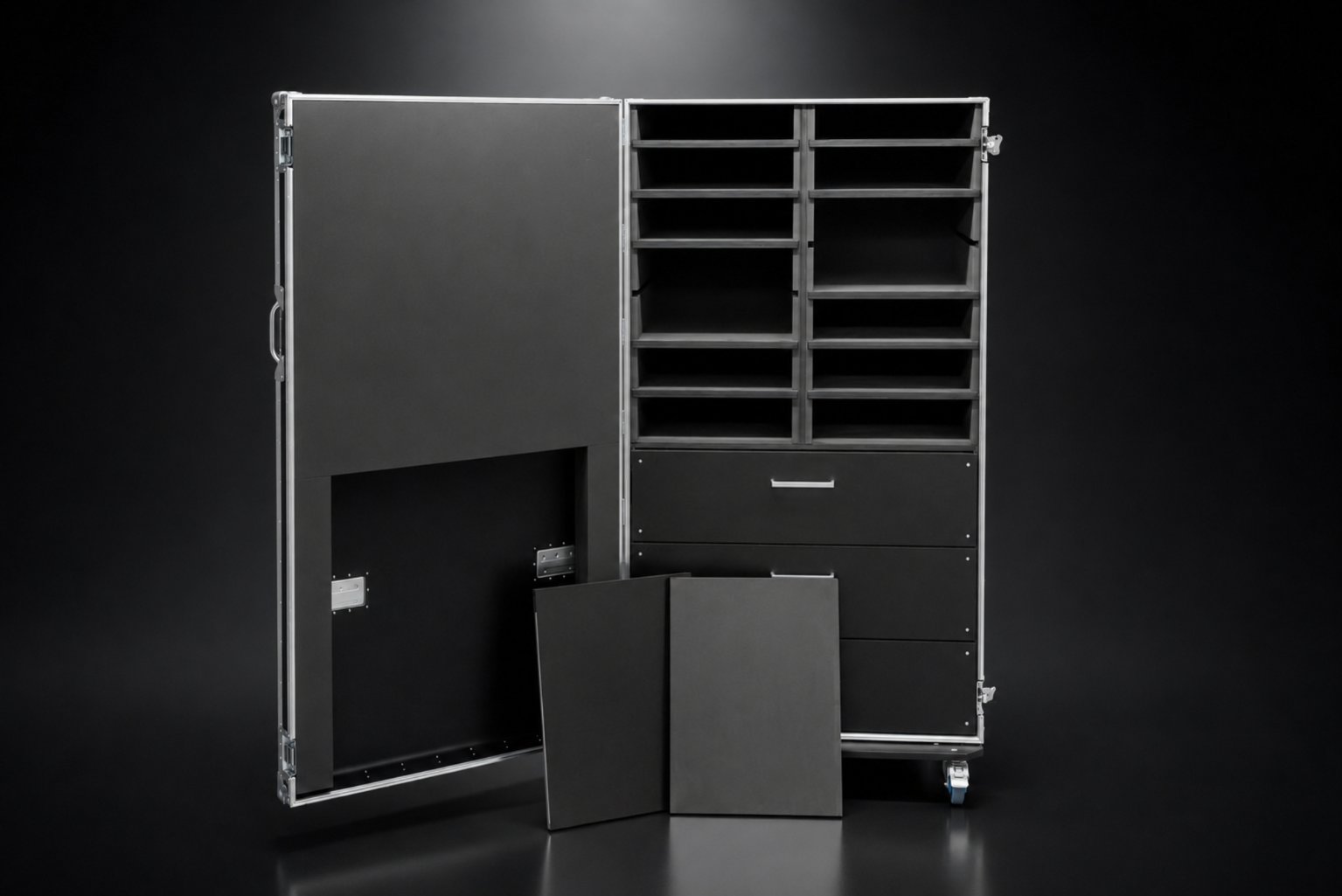 Zásuvkový case s bočním přístupem — detail